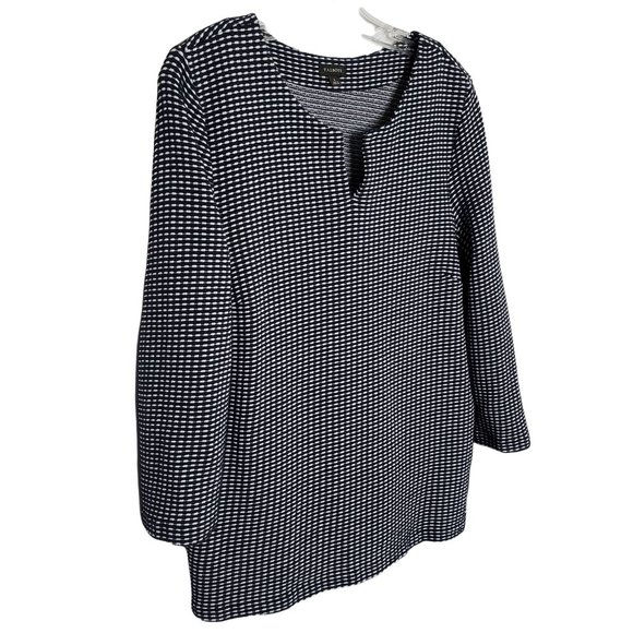 Talbots Sweaters - Talbots Size L Sweater Notched Neckline Basketweave Knit Cotton Blend Blue White